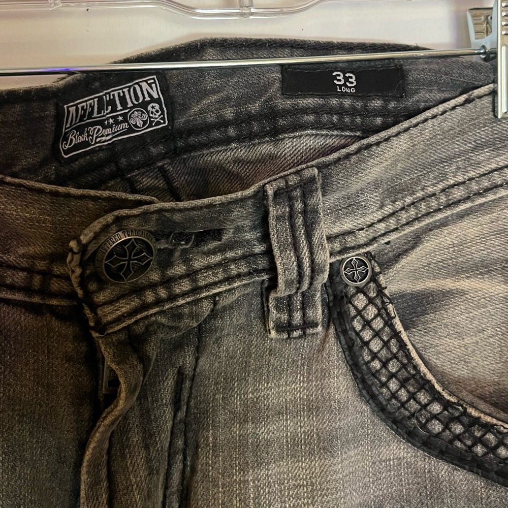 Affliction 33 Long Black Distressed